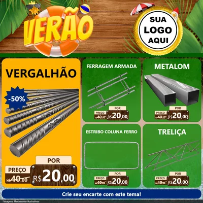 Modelo de Rede Social para Feed Facebook com o tema Verão para Ferragens