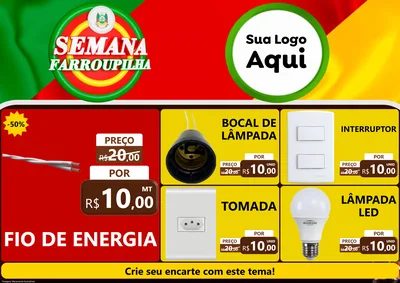 Modelo de Encarte para Encarte A4 Horizontal com o tema Semana Farroupilha para Materiais Elétricos
