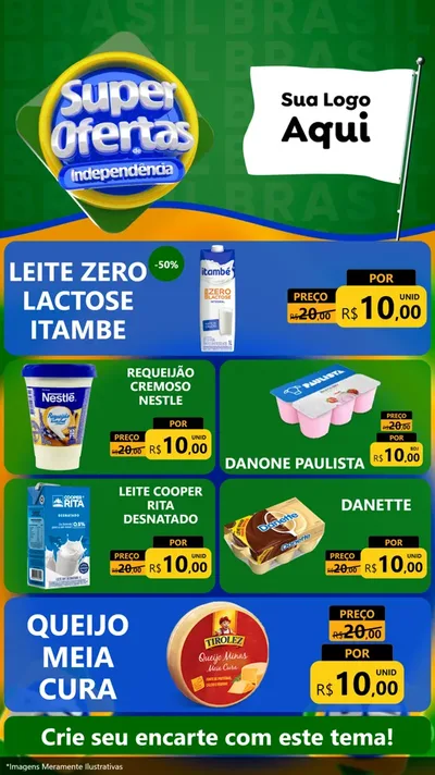 Modelo de TV para TV Vertical com o tema Super Ofertas de Independência para Frios e Laticínios