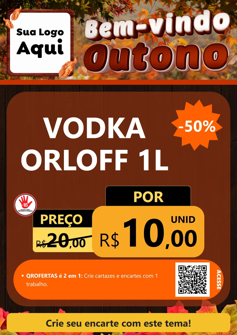 Modelo de Cartaz para Cartaz A4 Vertical com o tema Bem-vindo Outono para Distribuidora de bebidas