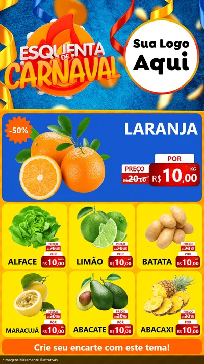 Modelo de Rede Social para Stories com o tema Esquenta de Carnaval para Hortifrúti