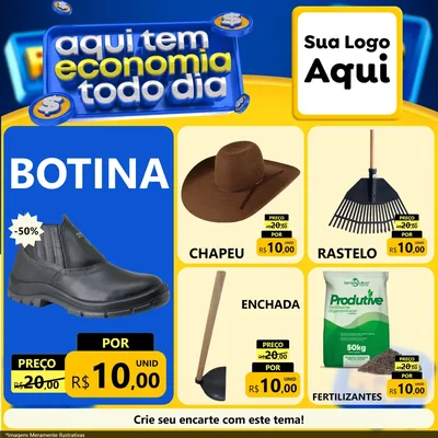 Modelo de Rede Social para Feed Facebook com o tema Aqui Tem Economia Todo Dia para Agropecuária