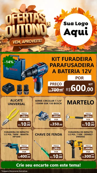 Modelo de Rede Social para Stories com o tema Ofertas de Outono - Vem, Aproveite! para Maquinas e Ferramentas