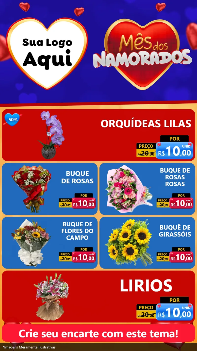 Modelo de TV para TV Vertical com o tema Mês dos Namorados para Floricultura e jardim