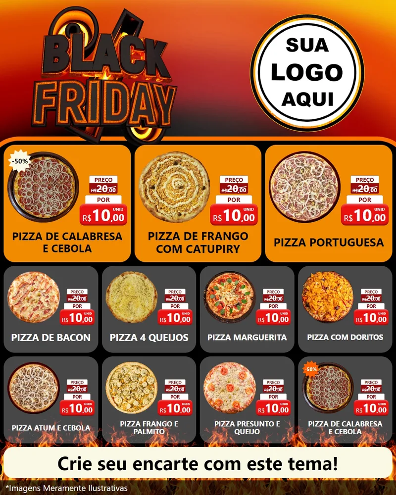 Modelo de Rede Social para Feed Instagram com o tema Black Friday para Pizzaria