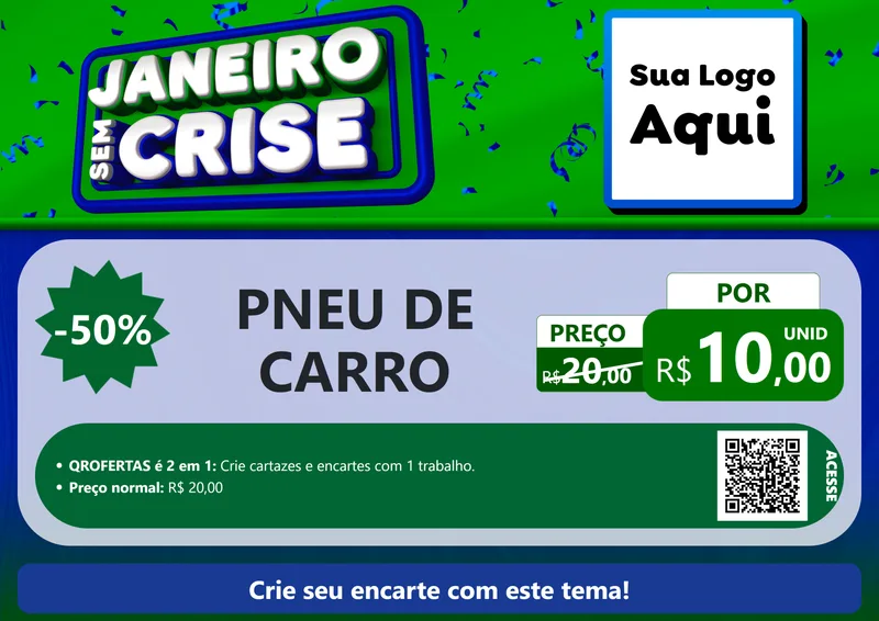 Modelo de Cartaz para Cartaz A4 Horizontal com o tema Janeiro Sem Crise para Auto peças