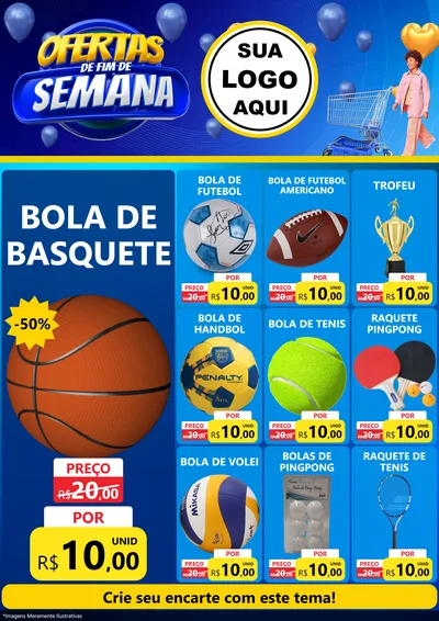 Modelo de Encarte para Encarte A4 Vertical com o tema Ofertas de Fim de Semana para Artigos Esportivos