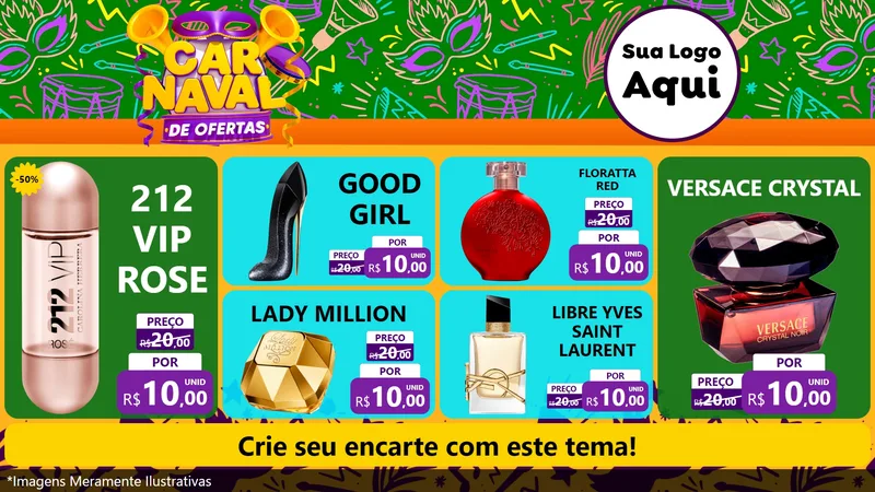 Modelo de TV para TV Horizontal com o tema Carnaval de Ofertas para Perfumes