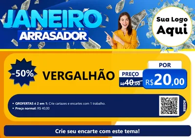 Modelo de Cartaz para Cartaz A4 Horizontal com o tema Janeiro Arrasador para Ferragens