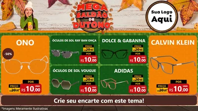 Modelo de TV para TV Horizontal com o tema Mega Saldão de Outono para Óticas