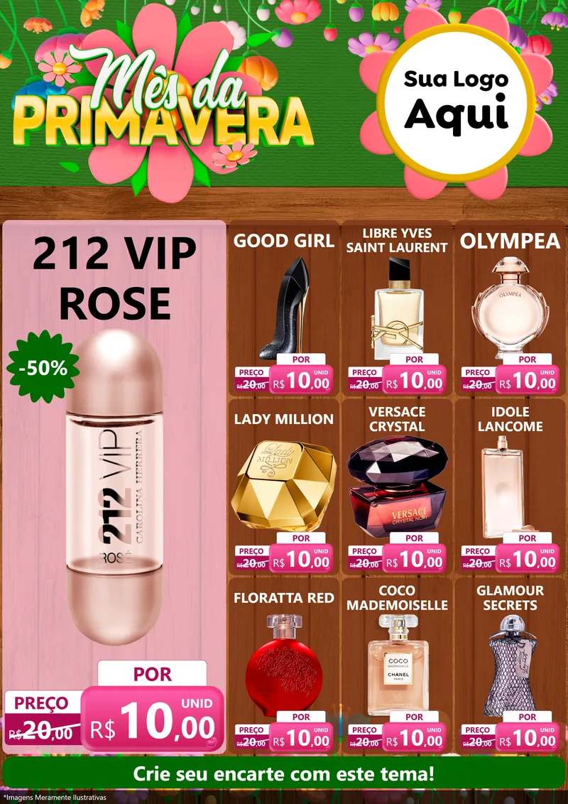 Modelo de Encarte para Encarte A4 Vertical com o tema Mês da Primavera para Perfumes