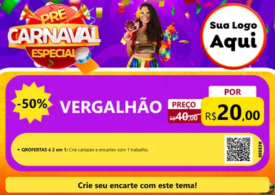 Modelo de Cartaz para Cartaz A4 Horizontal com o tema Pré-Carnaval Especial para Ferragens