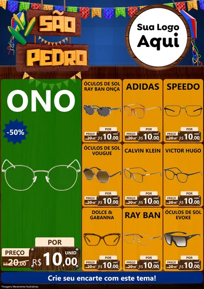 Modelo de Encarte para Encarte A4 Vertical com o tema São Pedro para Óticas