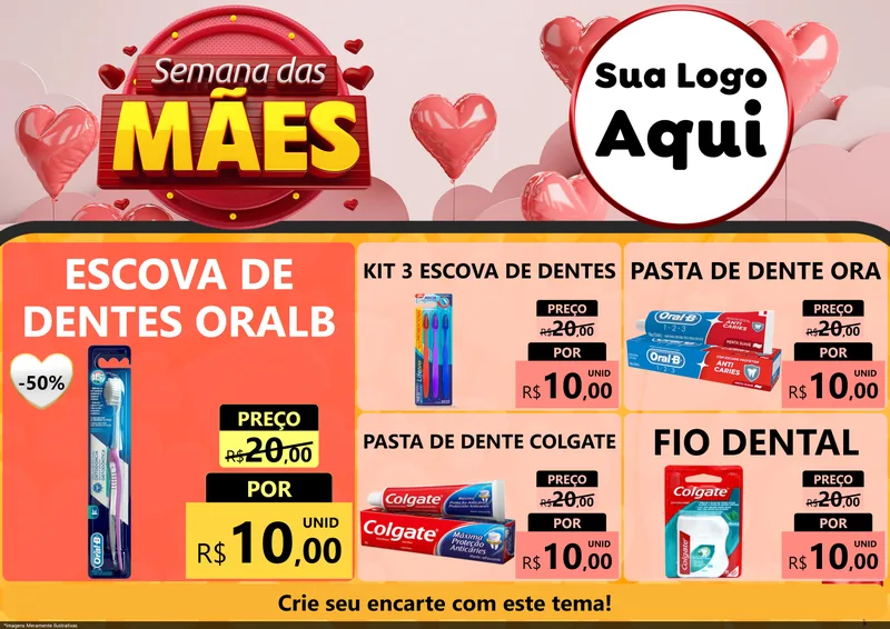Modelo de Encarte para Encarte A4 Horizontal com o tema Semana das Mães para Higiene Pessoal