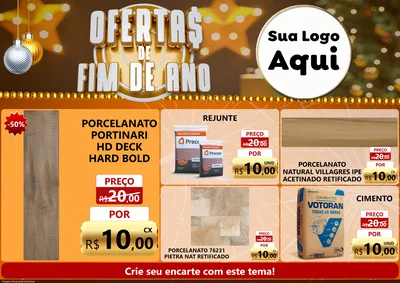 Modelo de Encarte para Encarte A4 Horizontal com o tema Ofertas de Fim de Ano para Pisos e revestimentos
