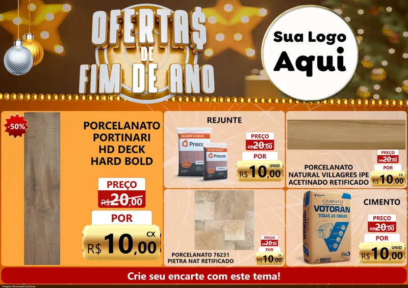 Modelo de Encarte para Encarte A4 Horizontal com o tema Ofertas de Fim de Ano para Pisos e revestimentos