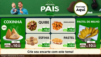 Modelo de TV para TV Horizontal com o tema Mês dos Pais para Salgadaria