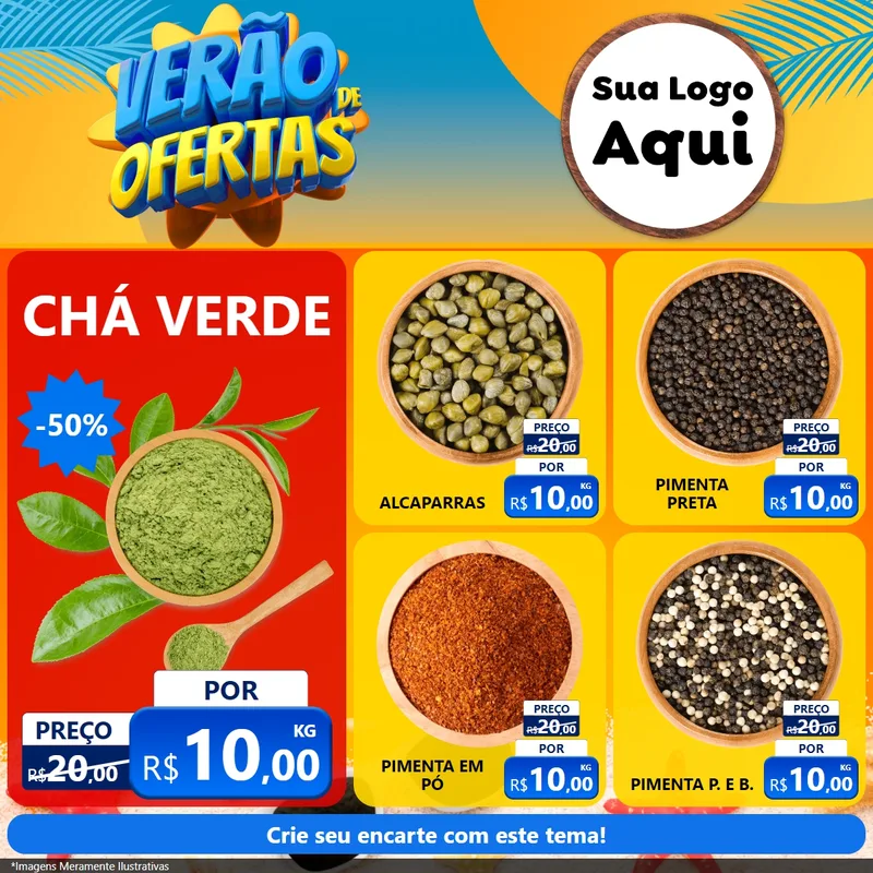 Modelo de Rede Social para Feed Facebook com o tema Verão de Ofertas para Produtos Naturais