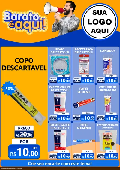 Modelo de Encarte para Encarte A4 Vertical com o tema Barato é aqui para Embalagens
