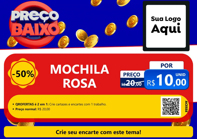 Modelo de Cartaz para Cartaz A4 Horizontal com o tema Preço Baixo para Papelaria