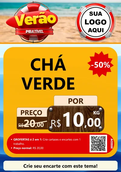 Modelo de Cartaz para Cartaz A4 Vertical com o tema Verão Imbatível para Produtos Naturais
