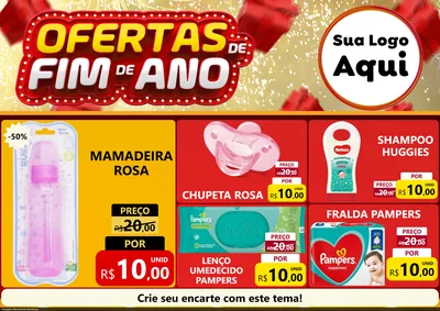 Modelo de Encarte para Encarte A4 Horizontal com o tema Ofertas de Fim de Ano para Bebês