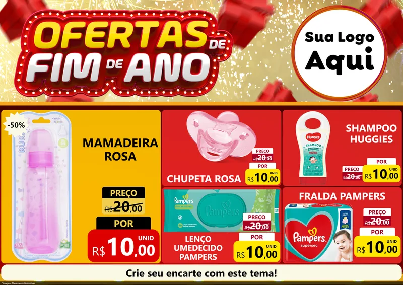 Modelo de Encarte para Encarte A4 Horizontal com o tema Ofertas de Fim de Ano para Bebês