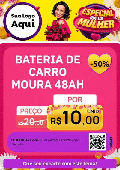 Modelo de Cartaz para Cartaz A4 Vertical com o tema Especial Dia da Mulher para Baterias Elétricas