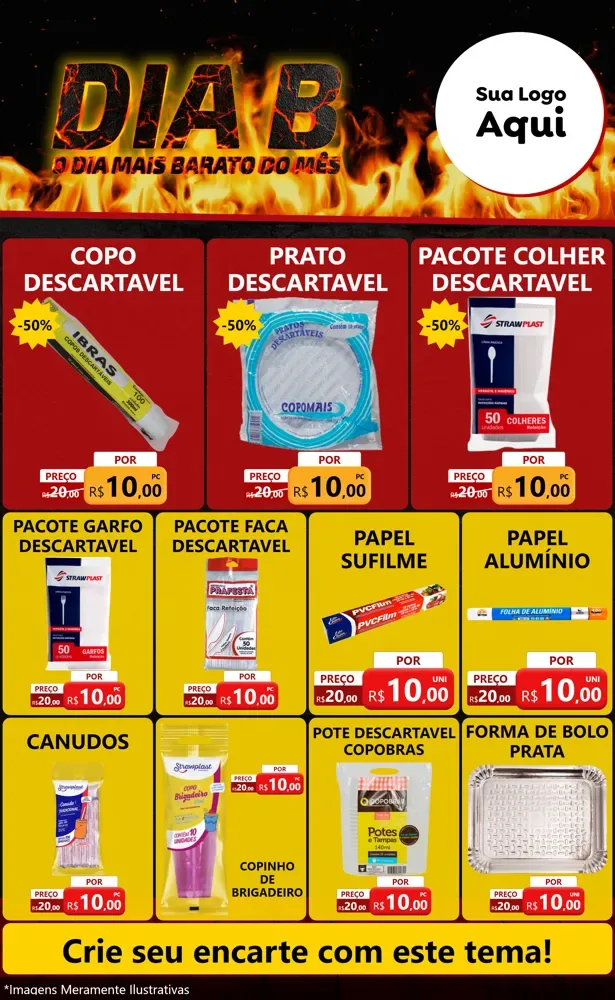 Modelo de Encarte para Encarte Grande com o tema Dia B para Embalagens