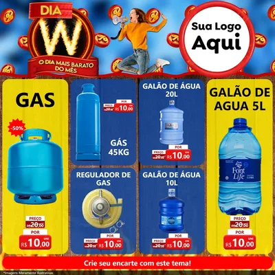 Modelo de Rede Social para Feed Facebook com o tema Dia W - O Dia Mais Barato Do Mês para Água e gás