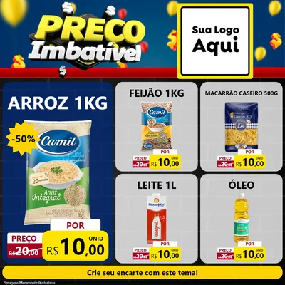 Modelo de Rede Social para Feed Facebook com o tema Preço Imbatível para Supermercado