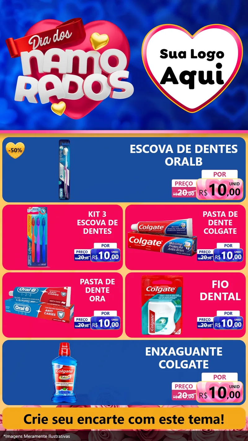 Modelo de TV para TV Vertical com o tema Dia dos namorados para Higiene Pessoal
