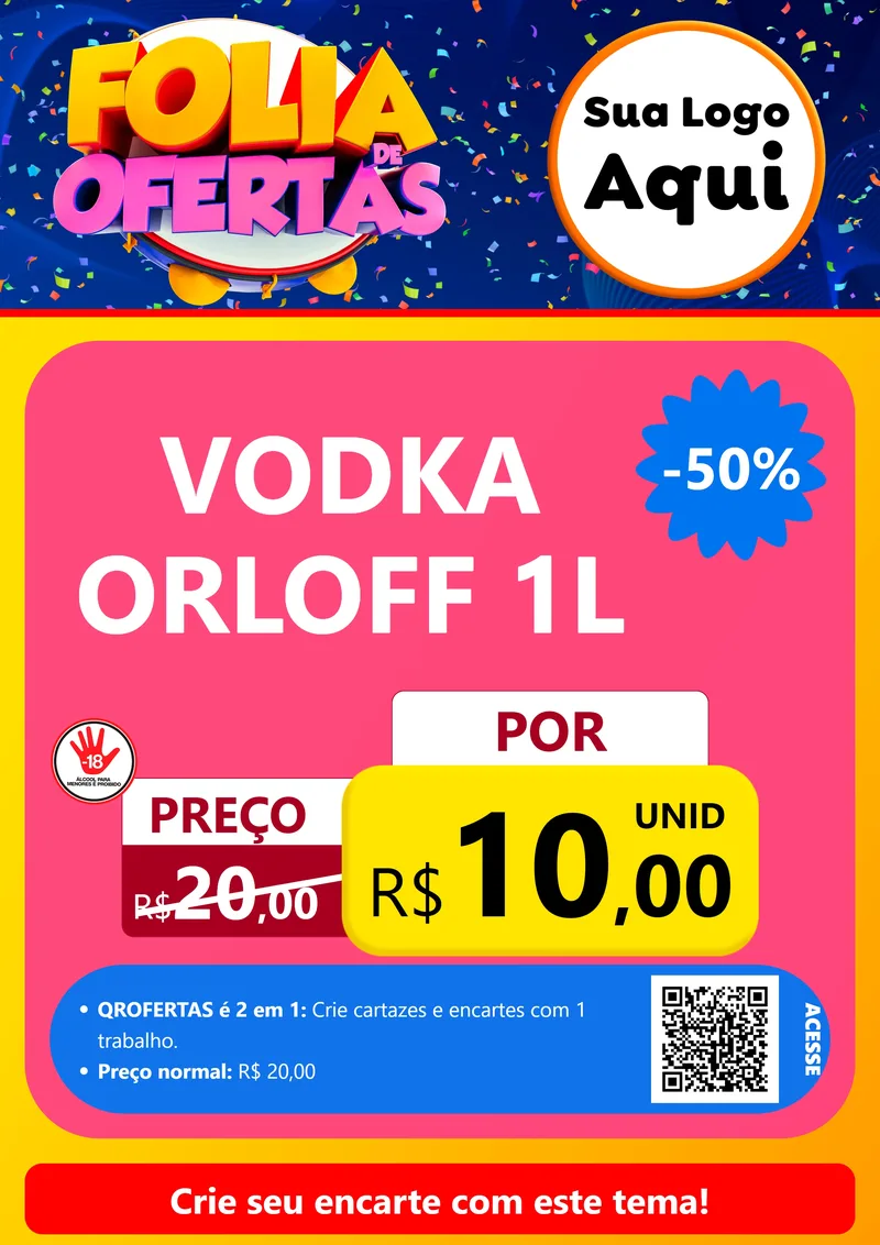 Modelo de Cartaz para Cartaz A4 Vertical com o tema Folia de Ofertas para Distribuidora de bebidas