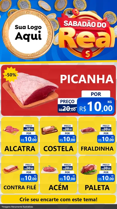 Modelo de Rede Social para Stories com o tema Sabadão do Real para Açougue