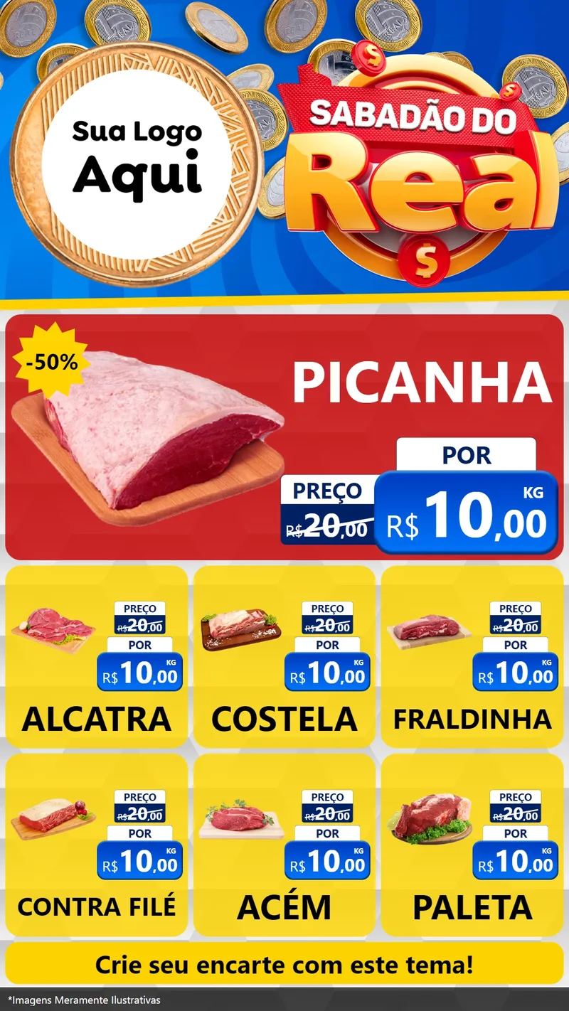 Modelo de Rede Social para Stories com o tema Sabadão do Real para Açougue