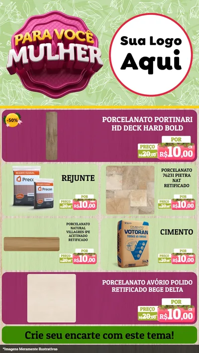 Modelo de TV para TV Vertical com o tema Para Você Mulher para Pisos e revestimentos