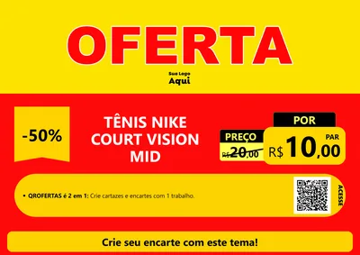 Modelo de Cartaz para Cartaz A4 Horizontal com o tema OFERTA - Vermelho Cartaz para Calçados