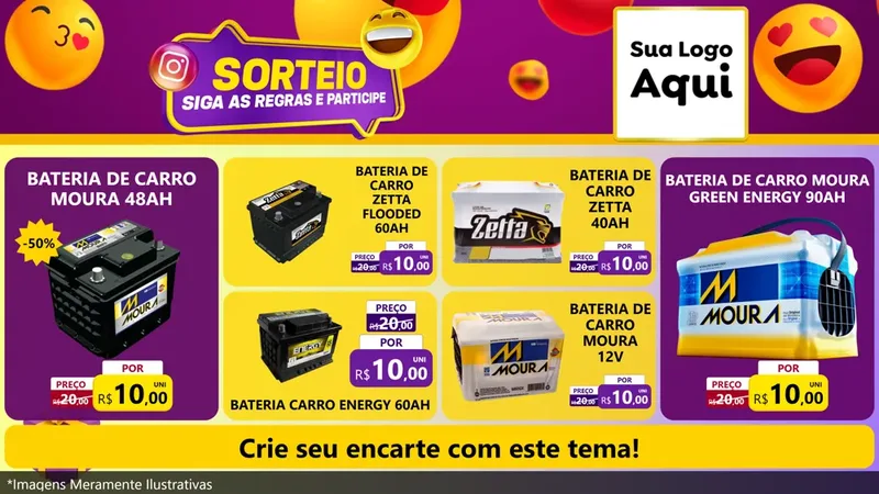 Modelo de TV para TV Horizontal com o tema Sorteio para Baterias Elétricas