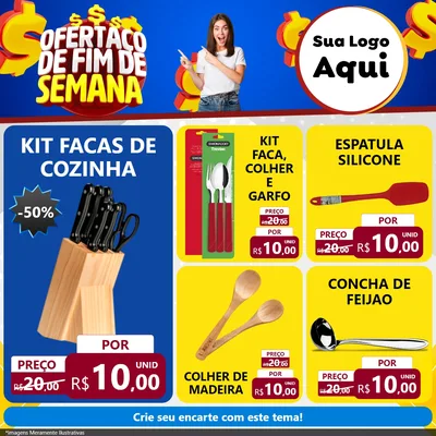 Modelo de Rede Social para Feed Facebook com o tema Ofertaço de Fim de Semana para Utilidades Domésticas