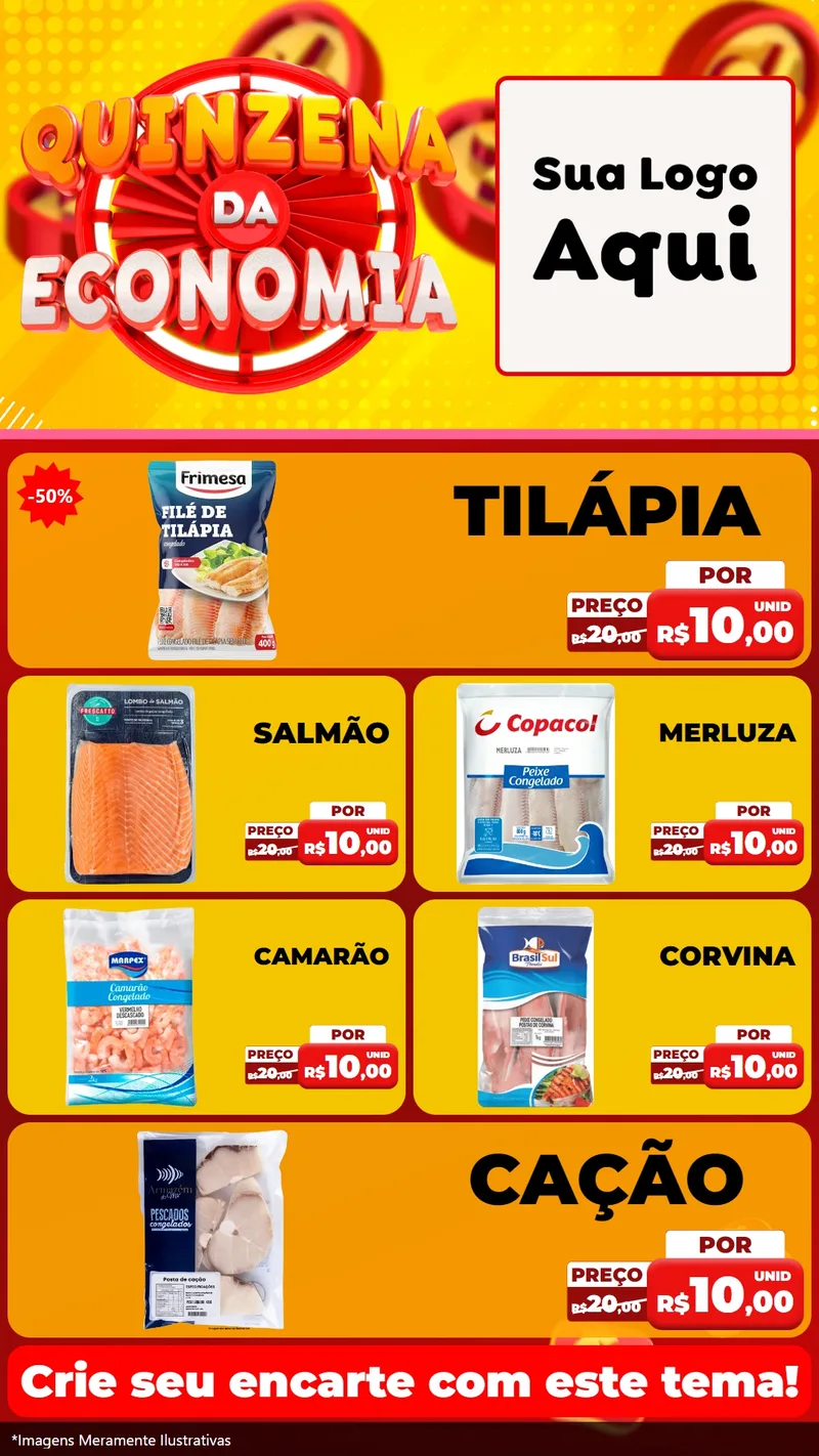 Modelo de TV para TV Vertical com o tema Quinzena Da Economia para Peixaria