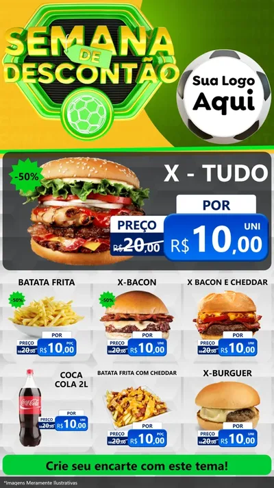 Modelo de Rede Social para Stories com o tema Semana de Descontão - Copa para Hamburgueria