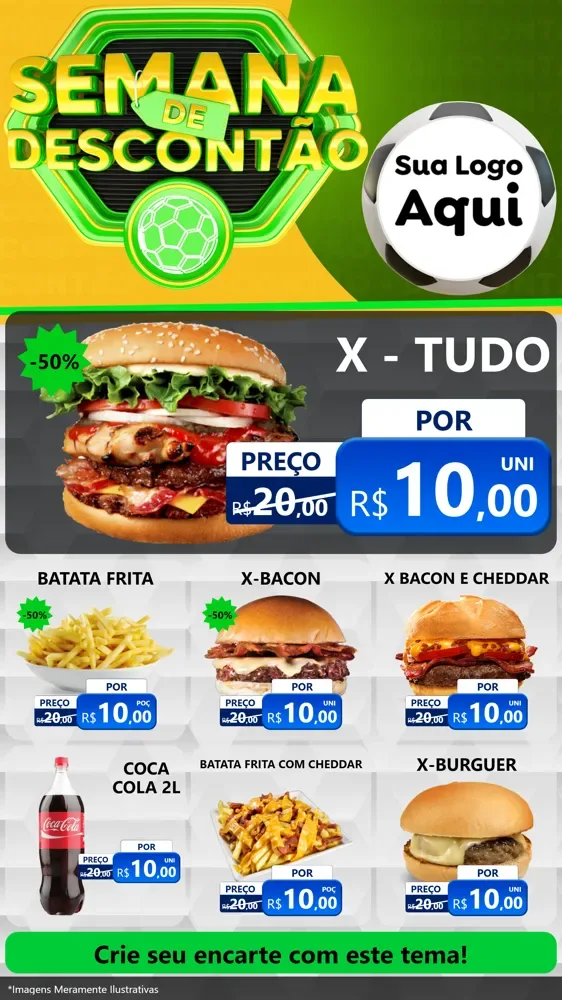 Modelo de Rede Social para Stories com o tema Semana de Descontão - Copa para Hamburgueria