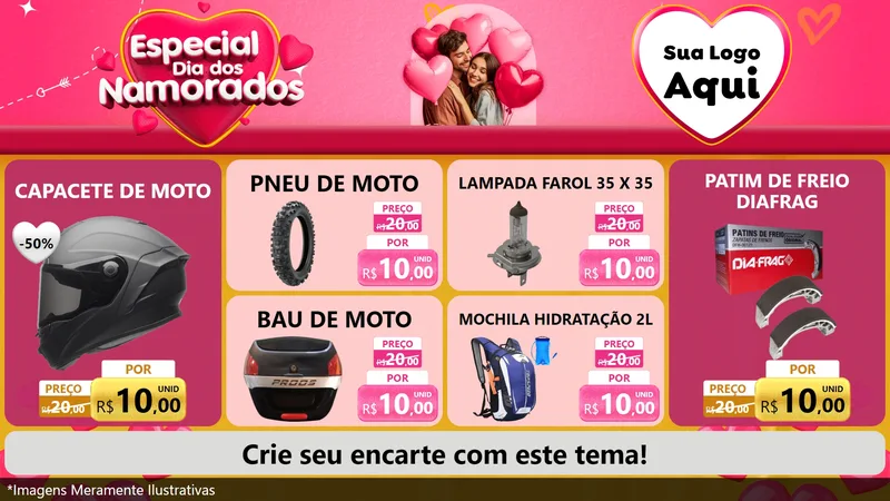 Modelo de TV para TV Horizontal com o tema Especial Dia dos Namorados para Moto peças