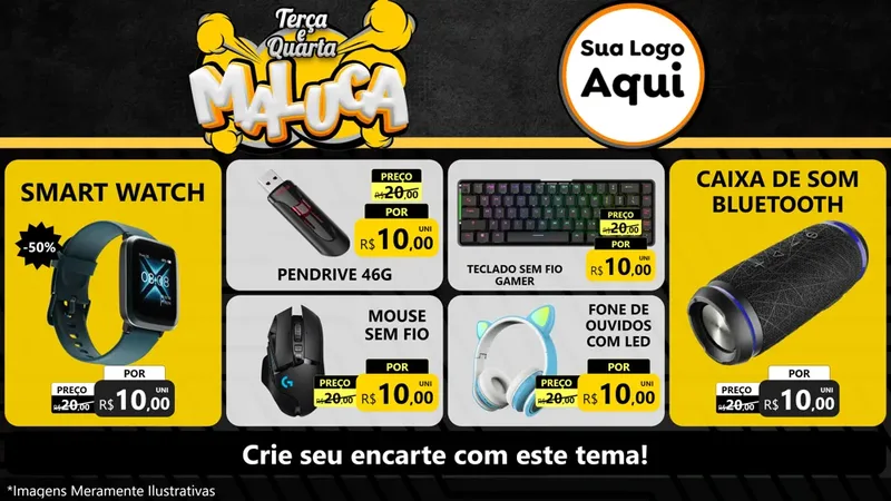 Modelo de TV para TV Horizontal com o tema Terça e Quarta Maluca para Informática