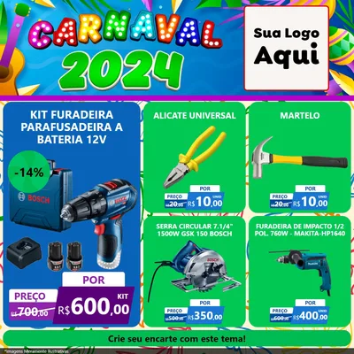 Modelo de Rede Social para Feed Facebook com o tema Carnaval 2027 para Maquinas e Ferramentas