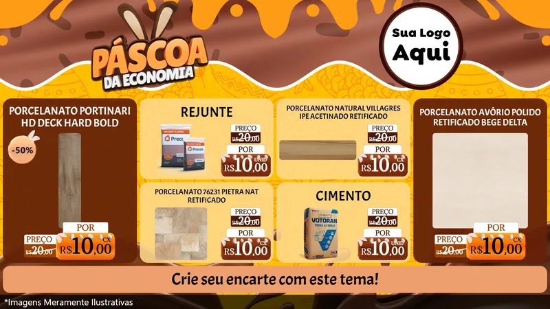 Modelo de TV para TV Horizontal com o tema Páscoa da Economia para Pisos e revestimentos