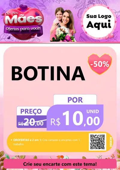 Modelo de Cartaz para Cartaz A4 Vertical com o tema Dia das Mães Ofertas para Você! para Agropecuária
