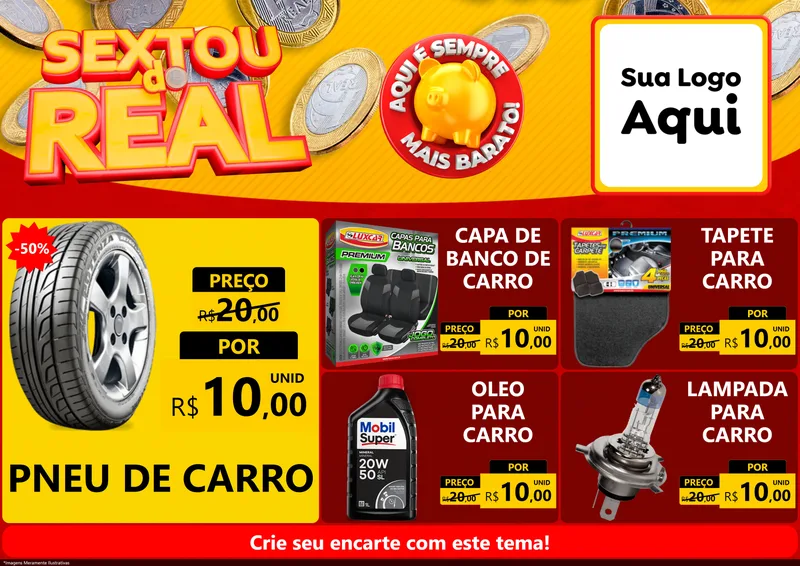 Modelo de Encarte para Encarte A4 Horizontal com o tema Sextou do Real para Auto peças
