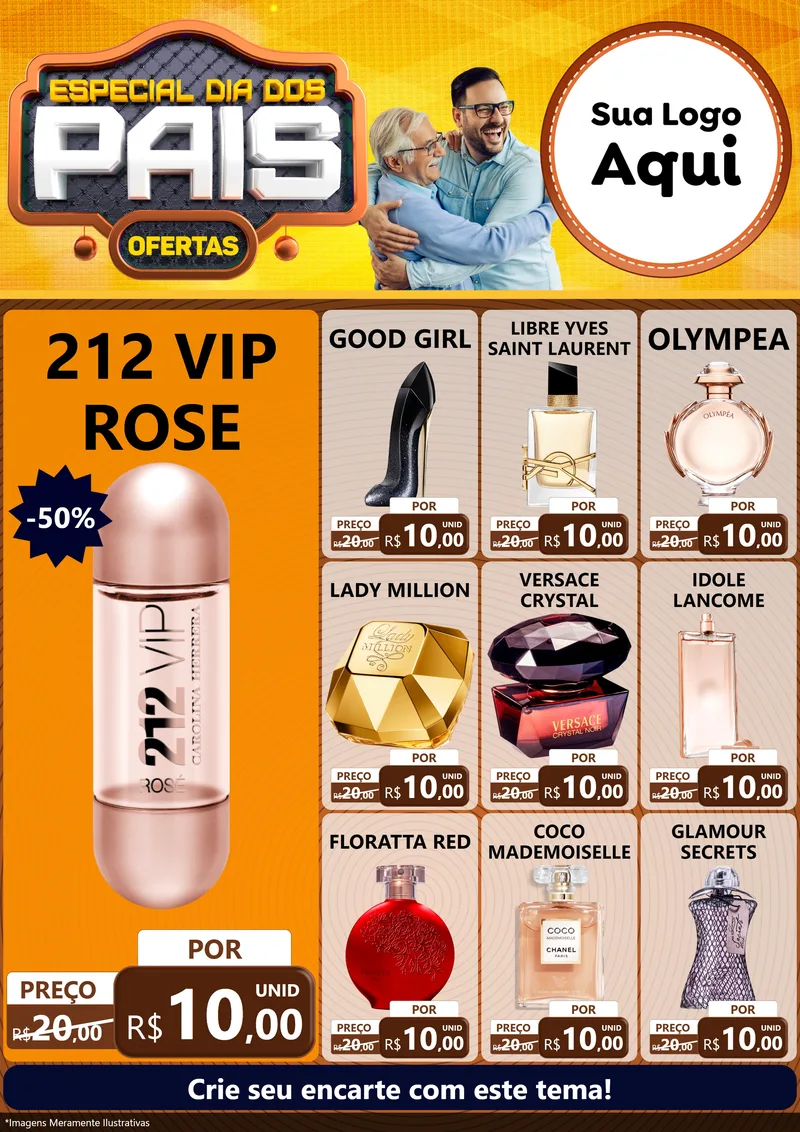 Modelo de Encarte para Encarte A4 Vertical com o tema Especial Dia dos Pais para Perfumes