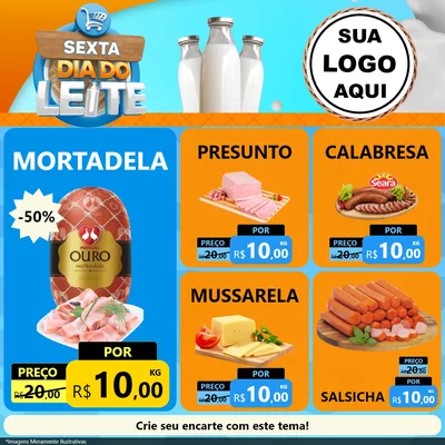 Modelo de Rede Social para Feed Facebook com o tema Sexta Dia do Leite para Frios e Laticínios